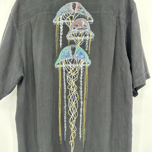 Tommy Bahama Relax Hand Painted Jelly Fish 100% Silk Men's Hawaiian Camp Shirt L - Picture 5 of 9